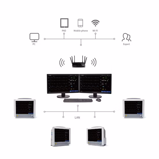 Auf der Intensivstation verfügbarer Monitor, EKG-SpO2-Temp-Mods, Überwachung des Patientenmonitors