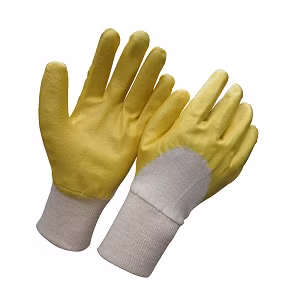 Zweimal blaue Nitril-3/4-getauchte Schutzhandschuhe