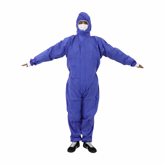 Schutz-Isolationskittel für medizinische Zwecke OEM-Schutzkleidung Blauer Sicherheits-Arbeitsoverall